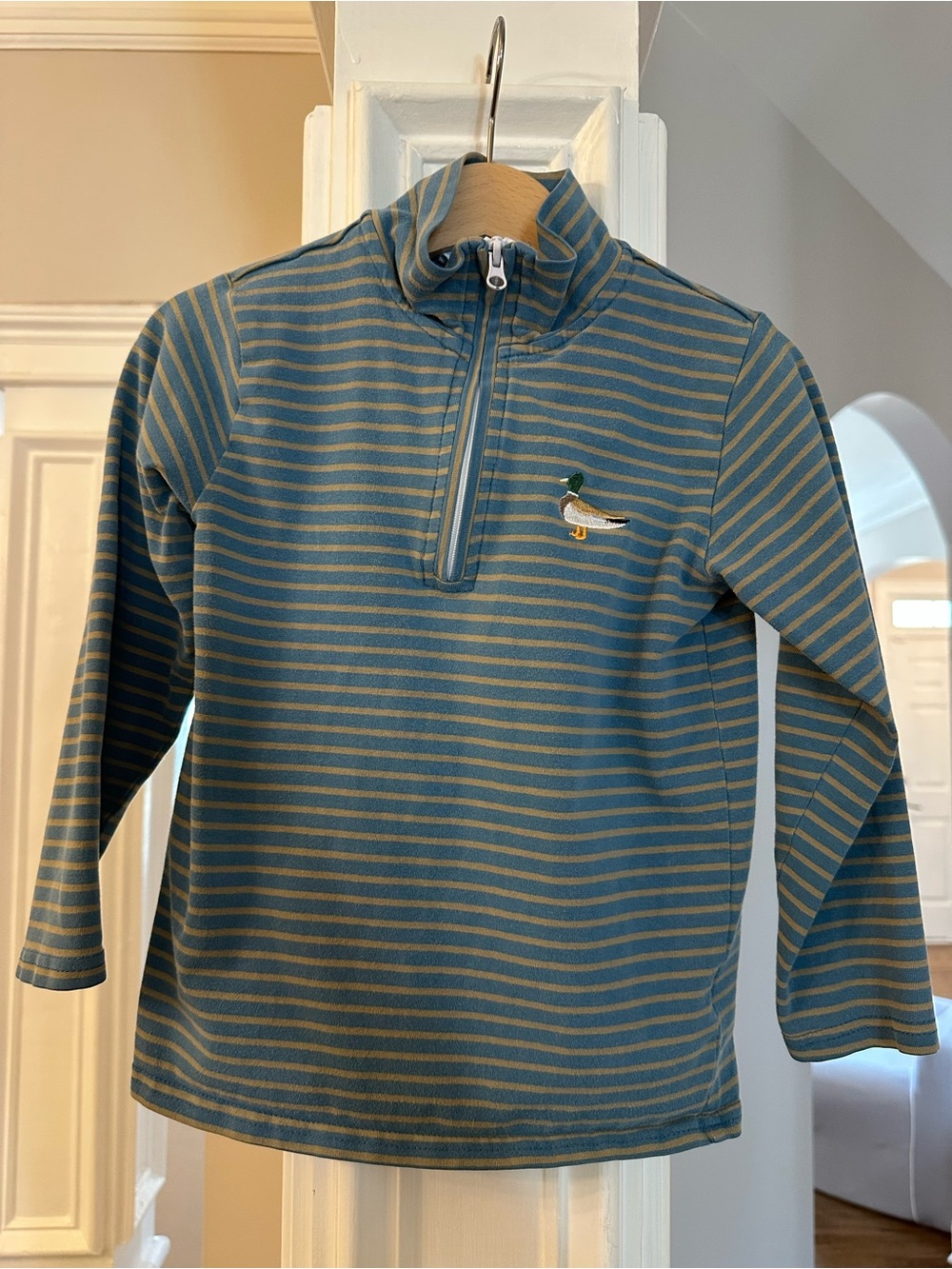 Trotter Street Kids Blue Striped Quarter Zip Size 4